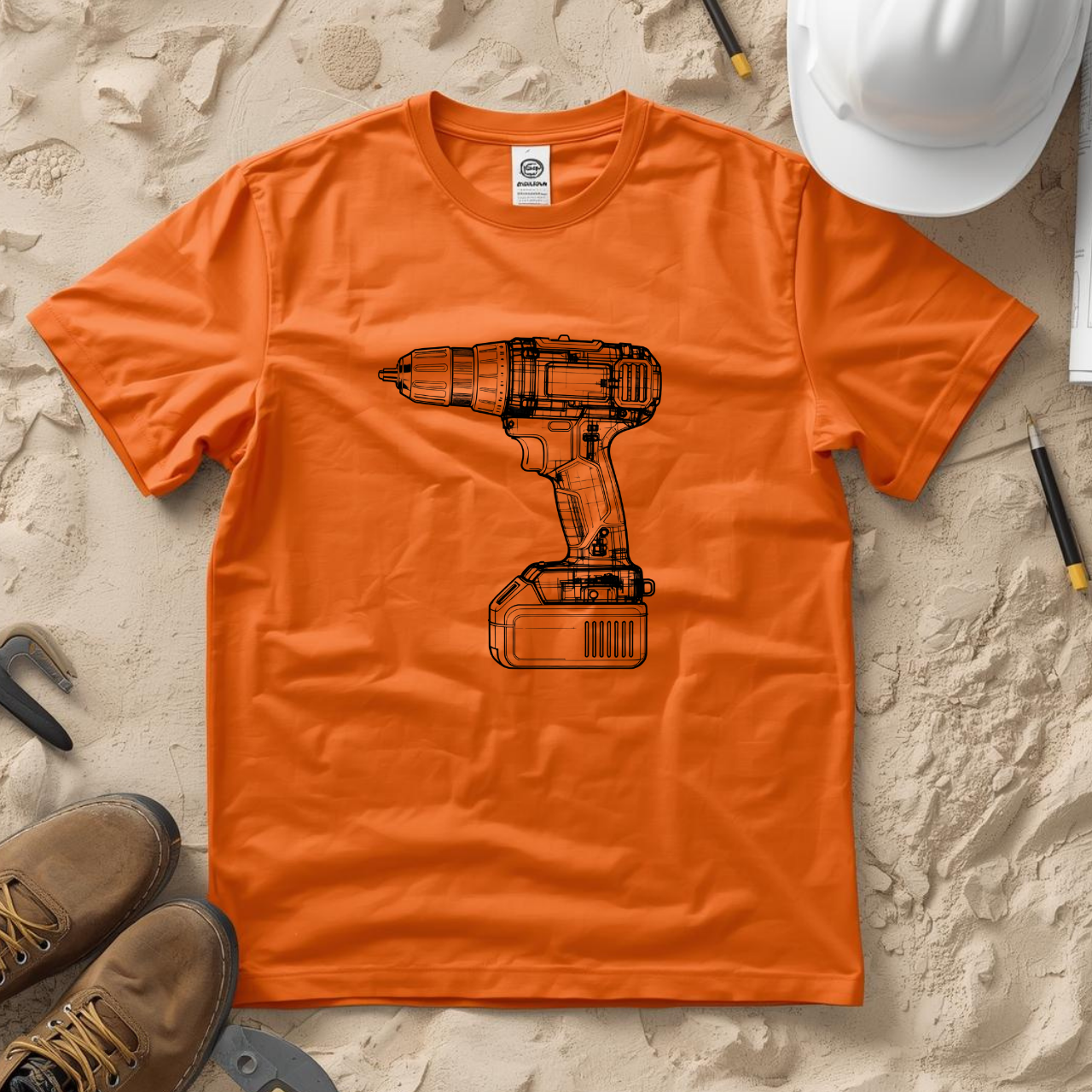 Impact Driver Blueprint Line Design Unisex Heavy Cotton Tee