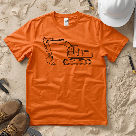 Excavator Blueprint Line Design Unisex Heavy Cotton Tee