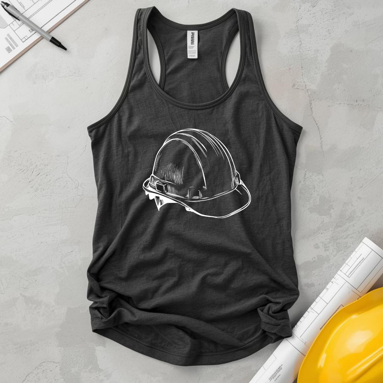 Women's Ideal Hard Hat Outline Racerback Tank