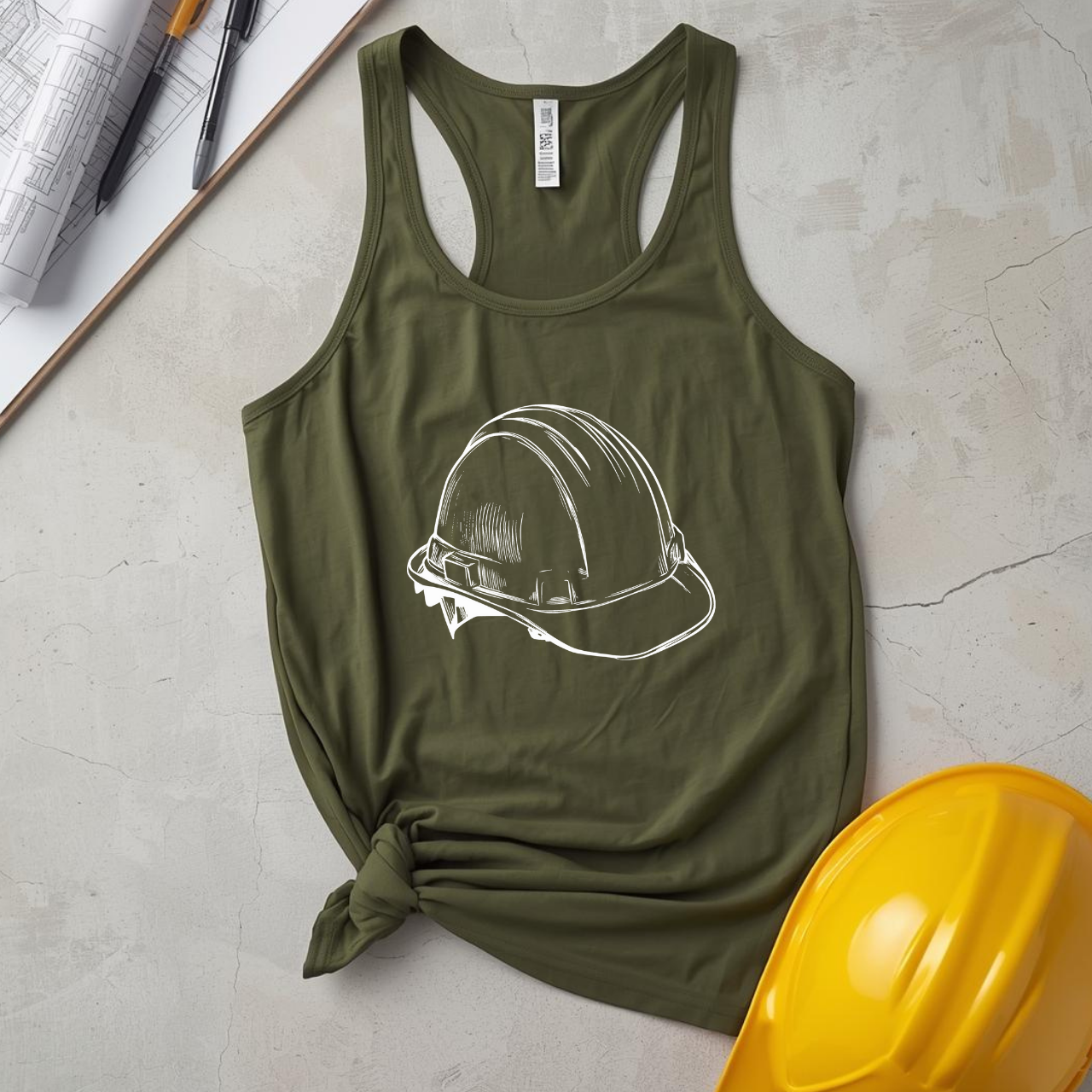 Women's Ideal Hard Hat Outline Racerback Tank