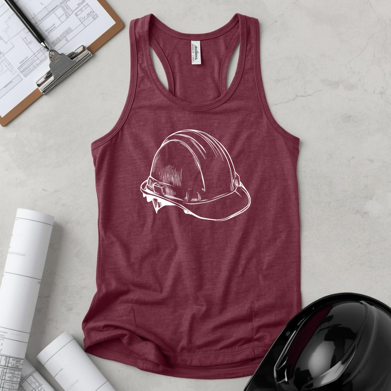 Women's Ideal Hard Hat Outline Racerback Tank