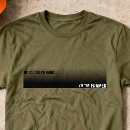 Of Course I'm Right... I'm the Framer Construction Site Humor  Unisex Heavy Cotton Tee