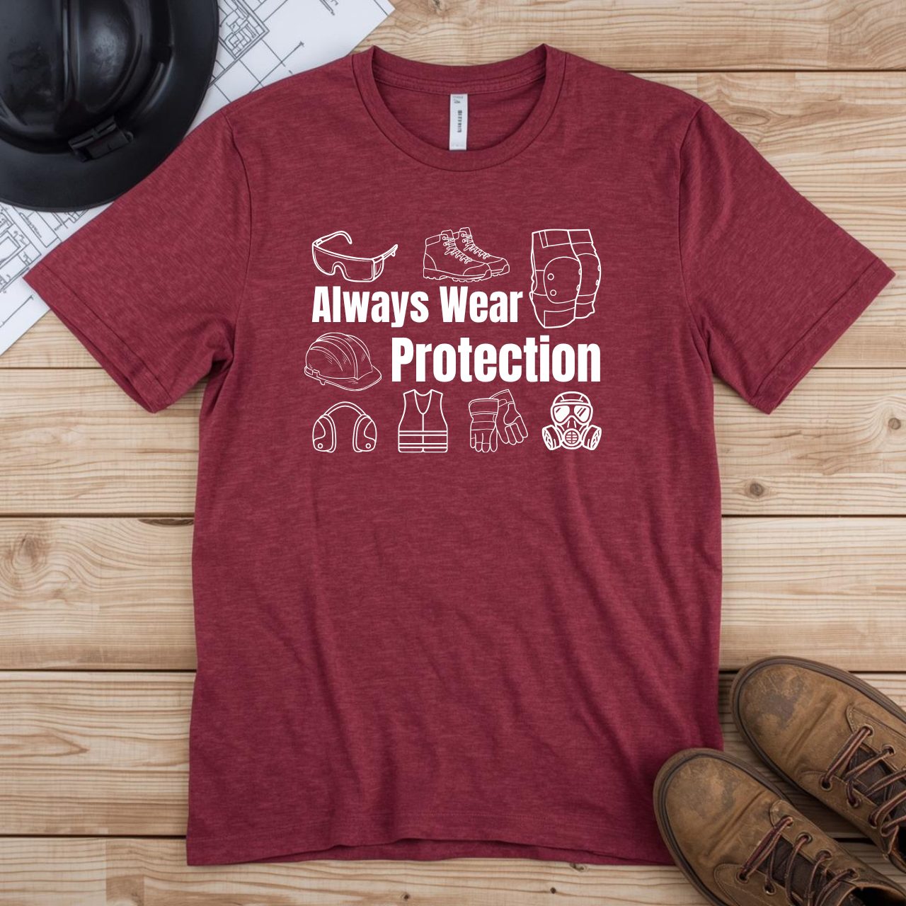 Always Wear Protection Construction Humor Unisex Jersey Short Sleeve Tee
