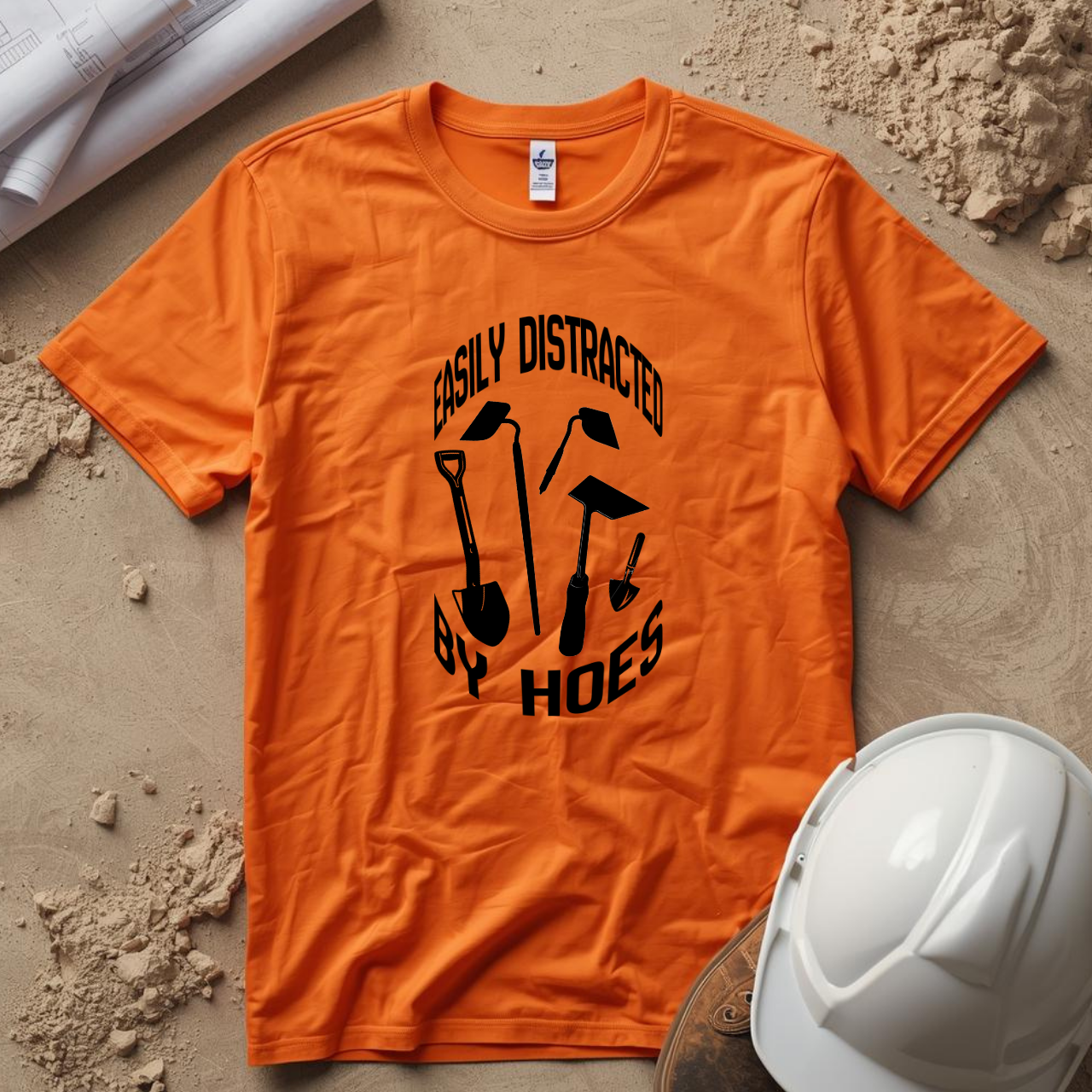 Easily Distracted by Hoes Construction Humor Unisex Jersey Short Sleeve Tee