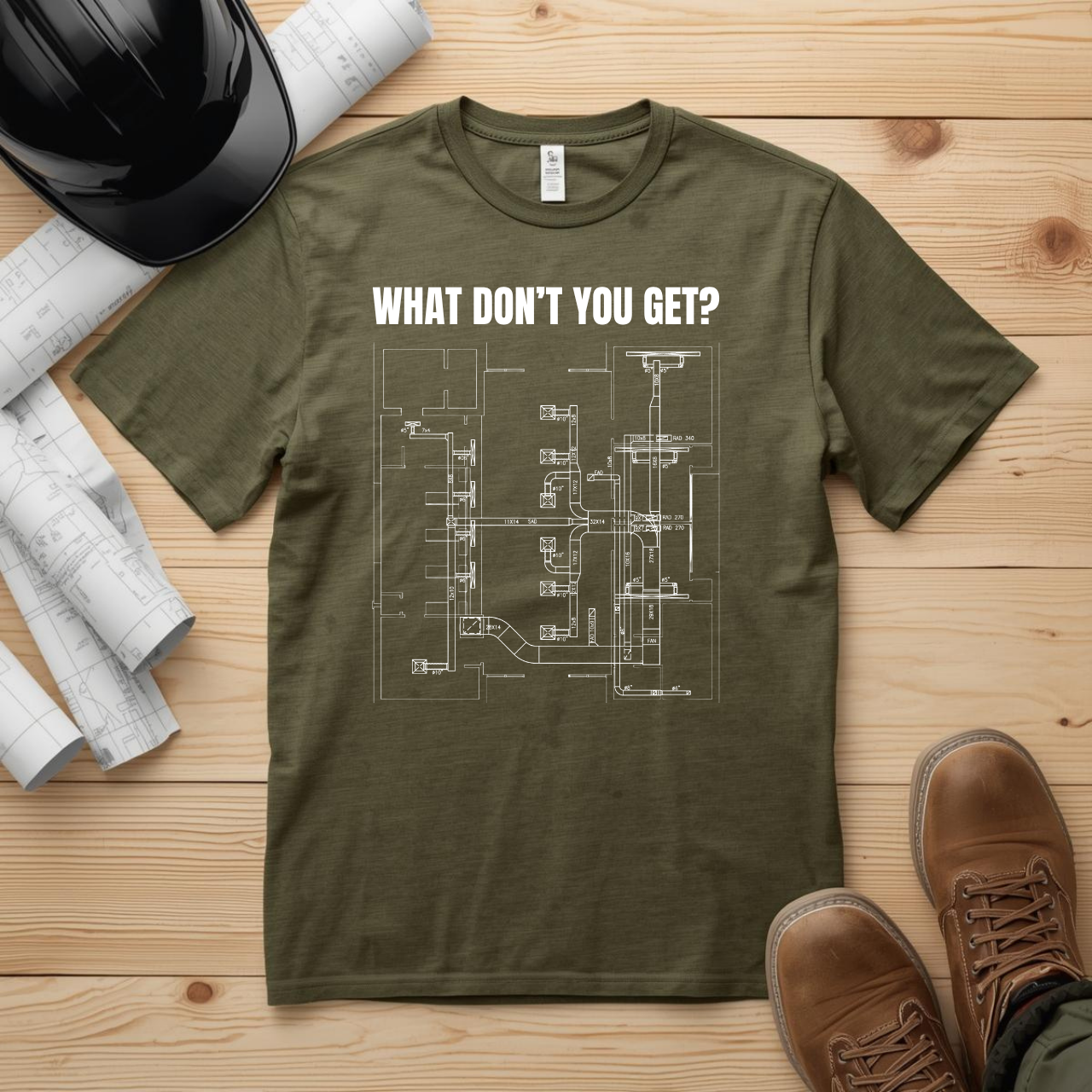 What Dont You Get? HVAC Duct Plan Construction Humor Unisex Jersey Short Sleeve Tee