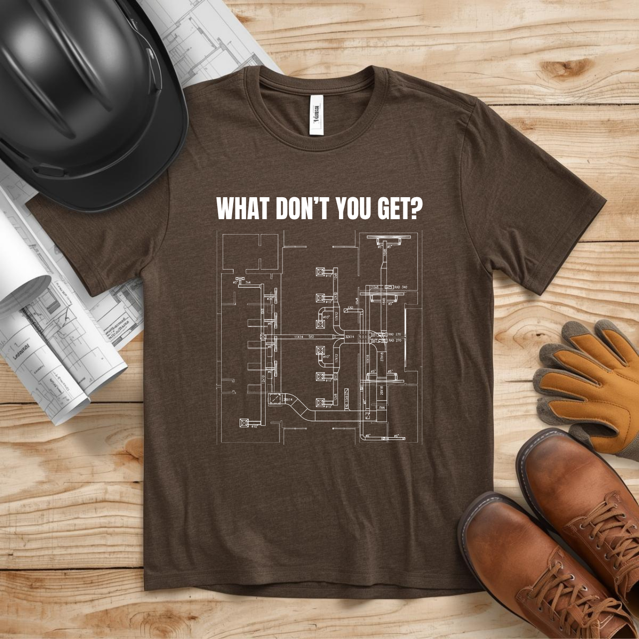 What Dont You Get? HVAC Duct Plan Construction Humor Unisex Jersey Short Sleeve Tee