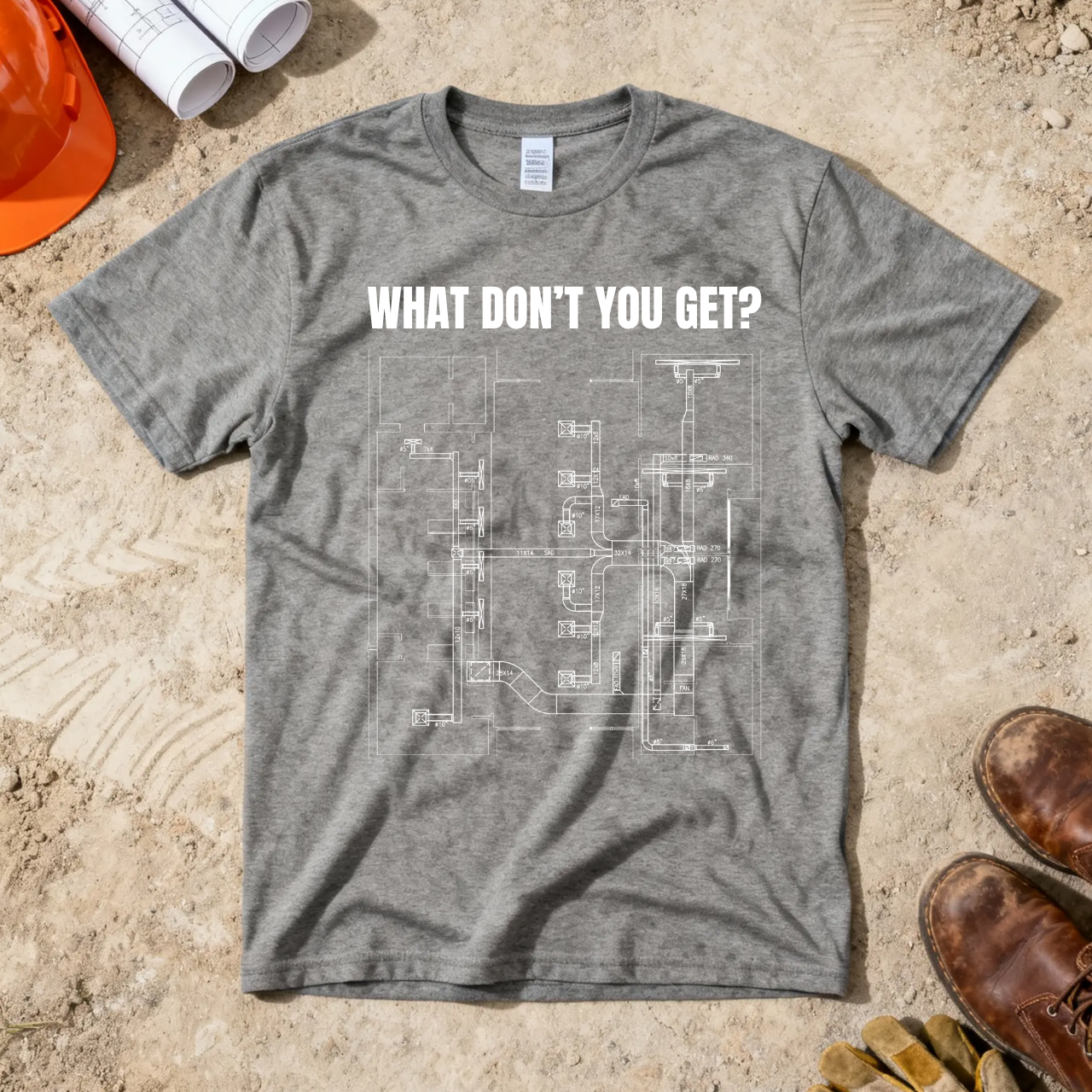 What Dont You Get? HVAC Duct Plan Construction Humor Unisex Jersey Short Sleeve Tee