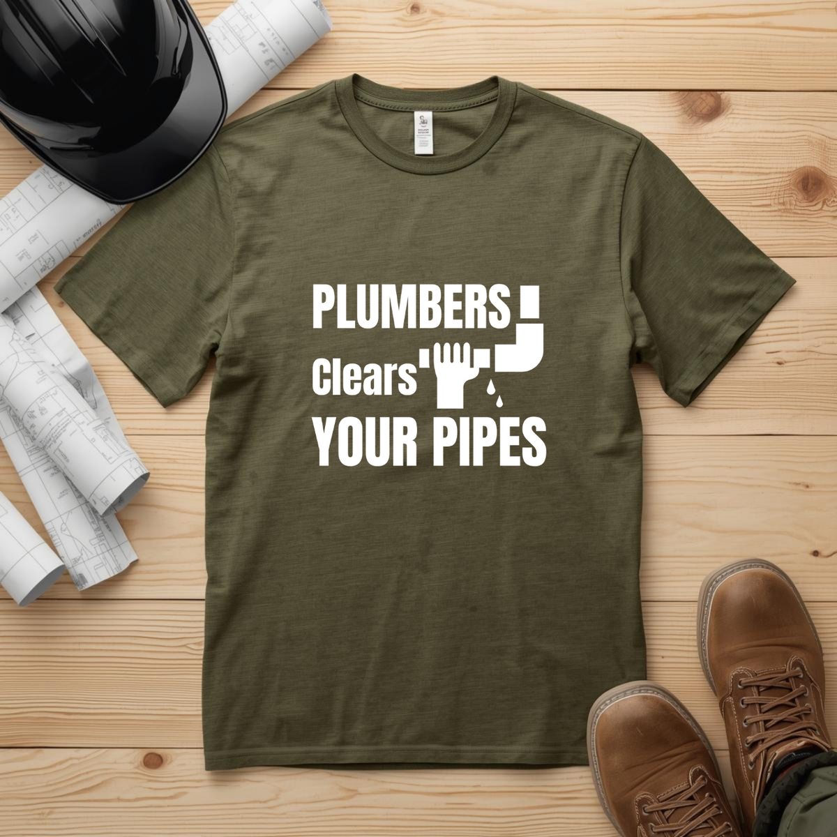 Plumbers Clears Your Pipes Construction Humor Unisex Jersey Short Sleeve Tee
