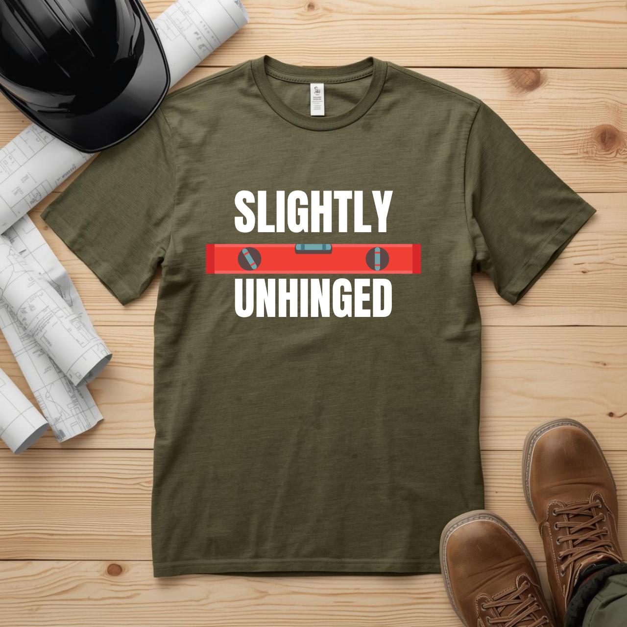 Slightly Unhinged Construction Humor Unisex Jersey Short Sleeve Tee
