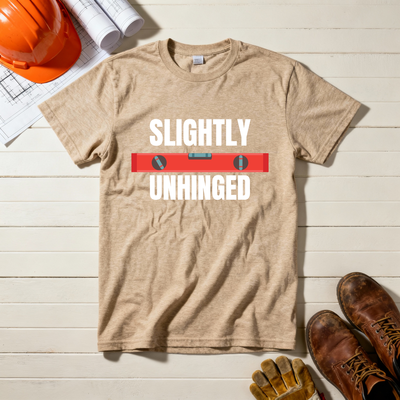 Slightly Unhinged Construction Humor Unisex Jersey Short Sleeve Tee