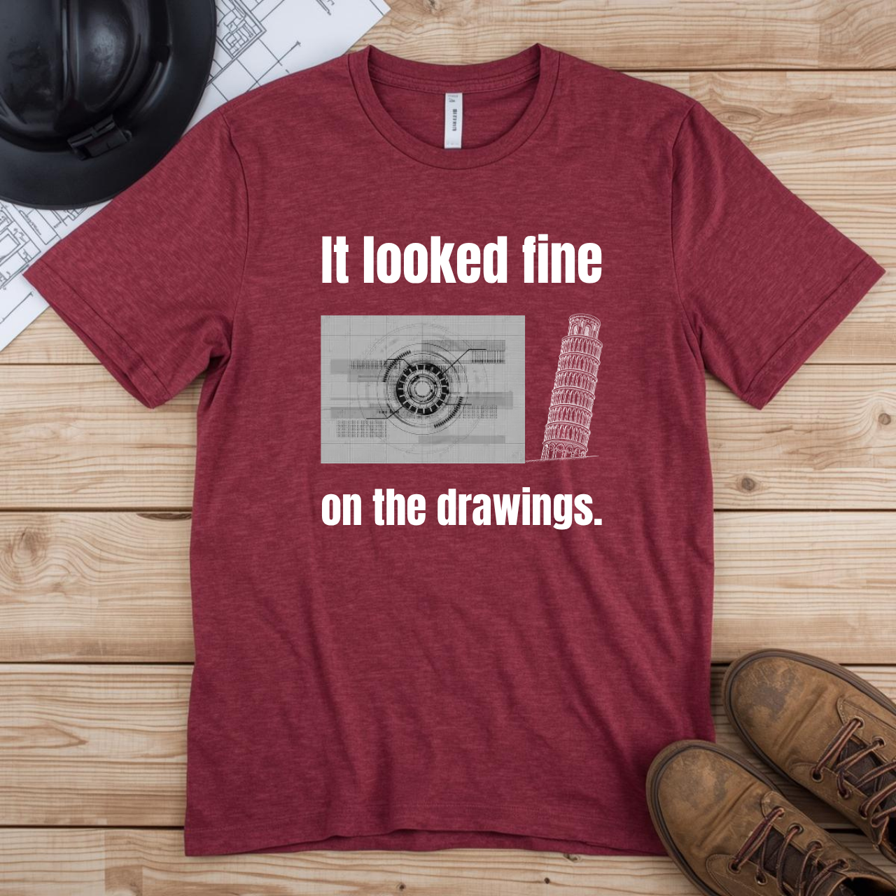 It Looked Fine on the Drawings Construction Humor Unisex Jersey Short Sleeve Tee
