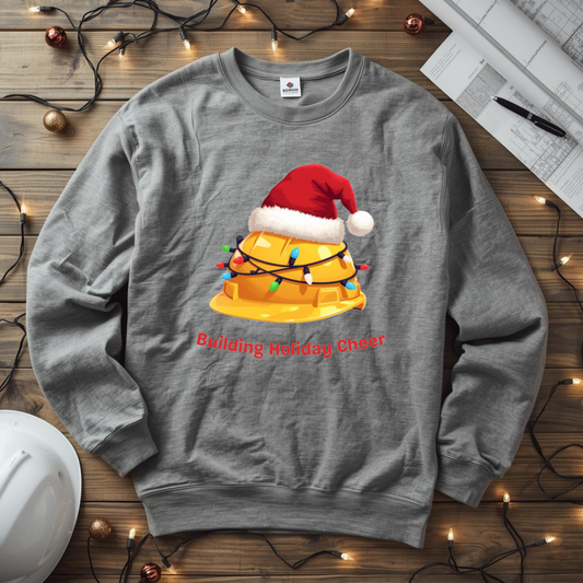 Building Holiday Cheer Hard Hat Santa Design Unisex Midweight Softstyle Fleece Crewneck Sweatshirt