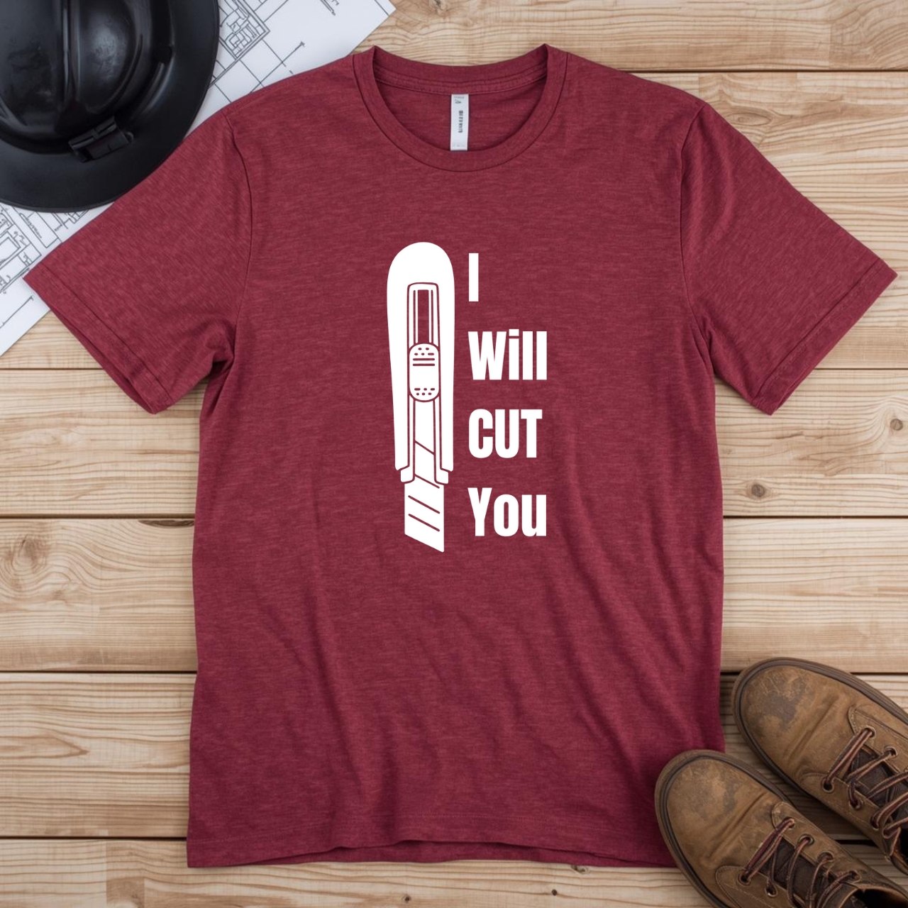 I Wil Cut You Knife Construction Humor Unisex Jersey Short Sleeve Tee