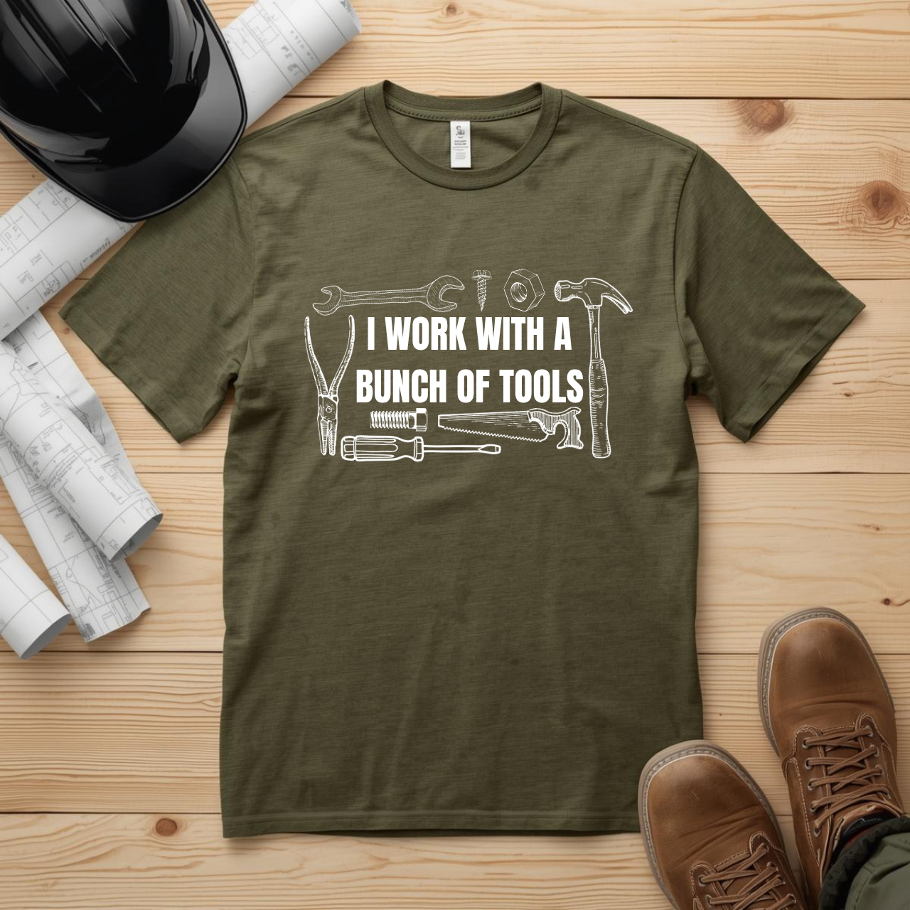 I Work with a Bunch of Tools Construction Humor Unisex Jersey Short Sleeve Tee
