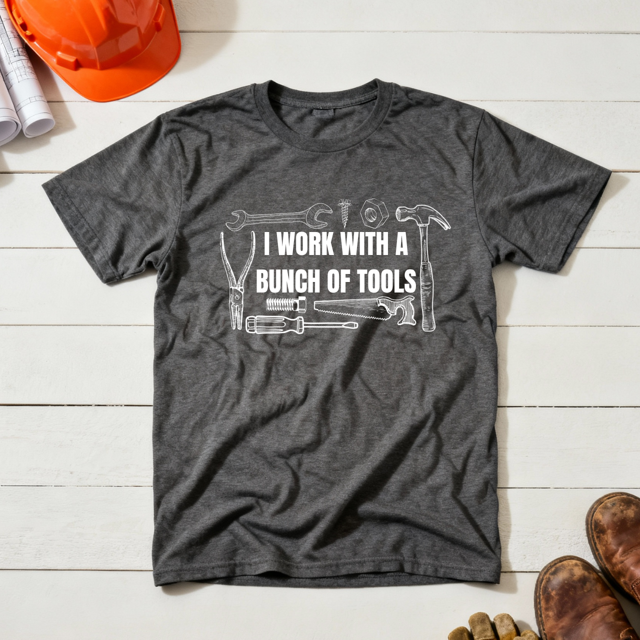 I Work with a Bunch of Tools Construction Humor Unisex Jersey Short Sleeve Tee
