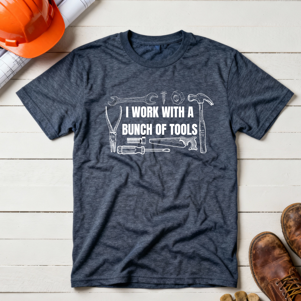 I Work with a Bunch of Tools Construction Humor Unisex Jersey Short Sleeve Tee