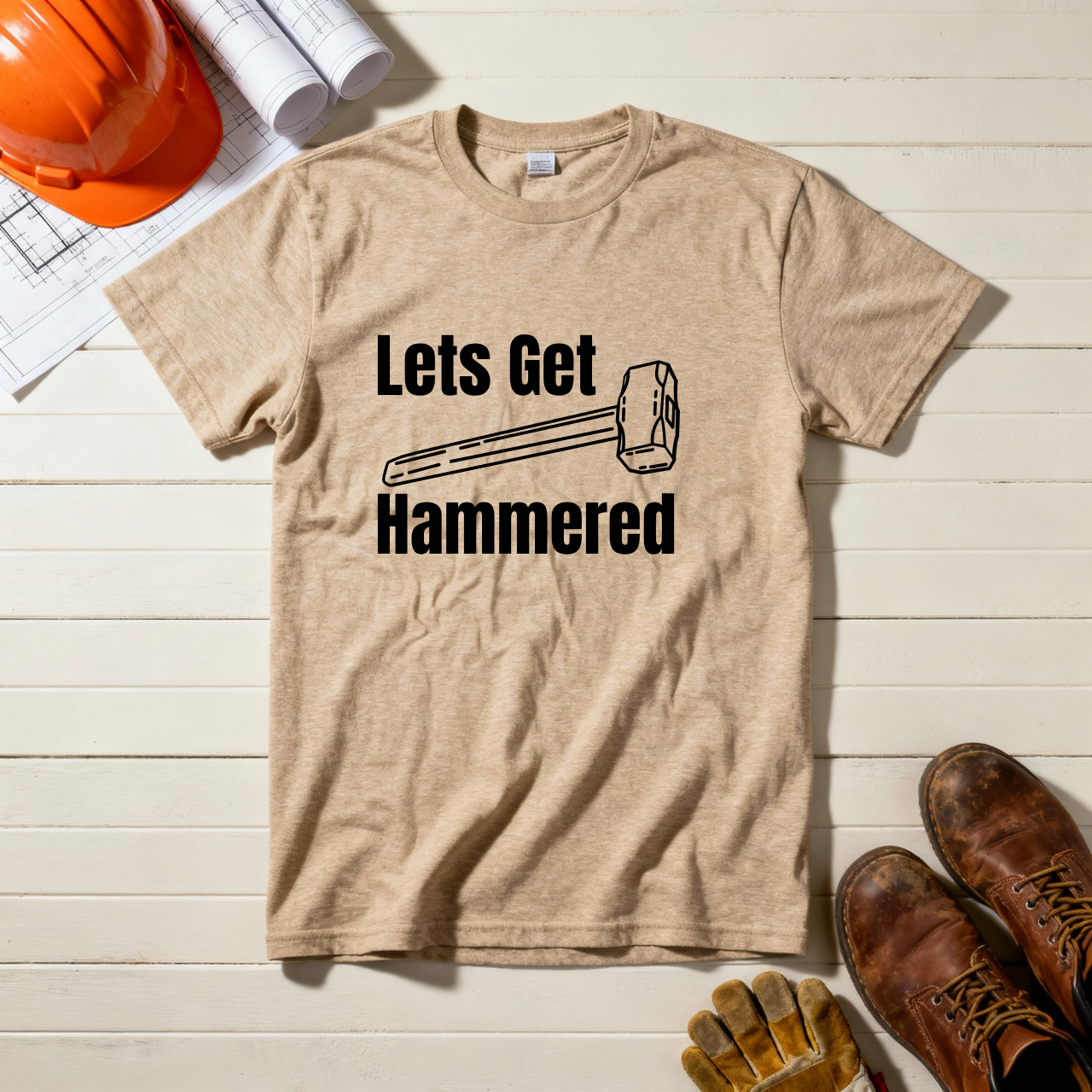 Lets Get Hammered Construction Humor Unisex Jersey Short Sleeve Tee