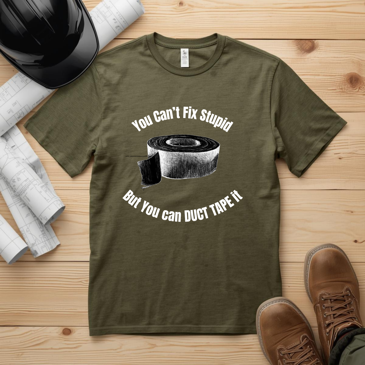 You Can't Fix Stupid but You can Duct Tape It Construction Humor Unisex Jersey Short Sleeve Tee