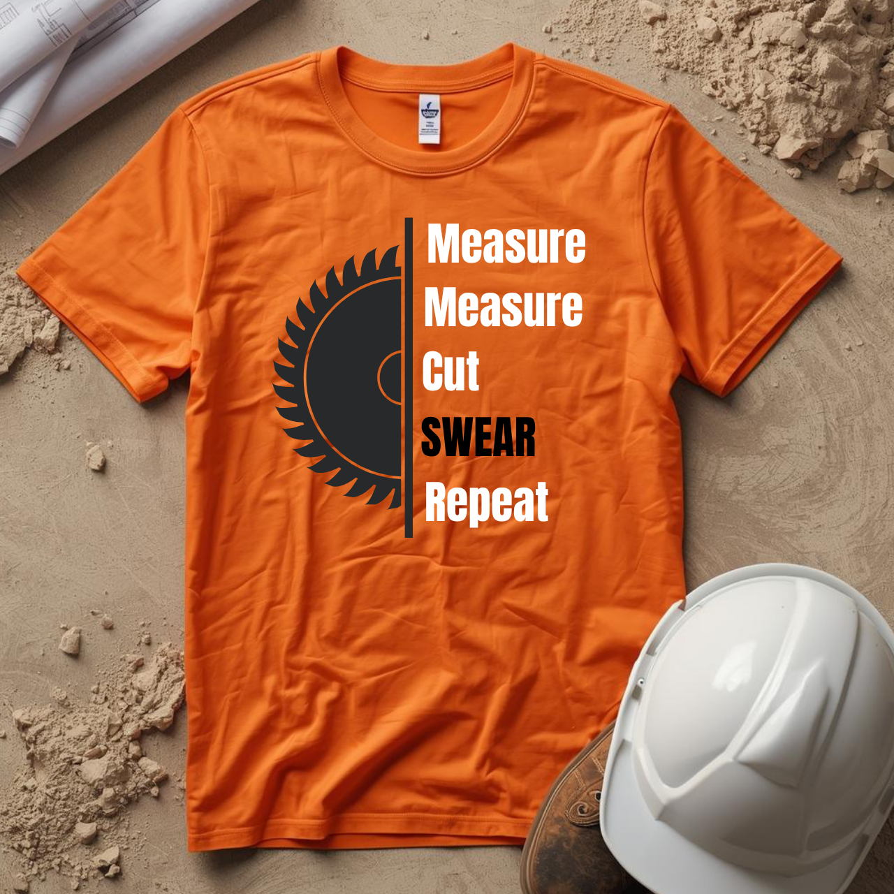 Measure Measure Cut Swear Repeat Construction Humor Unisex Jersey Short Sleeve Tee