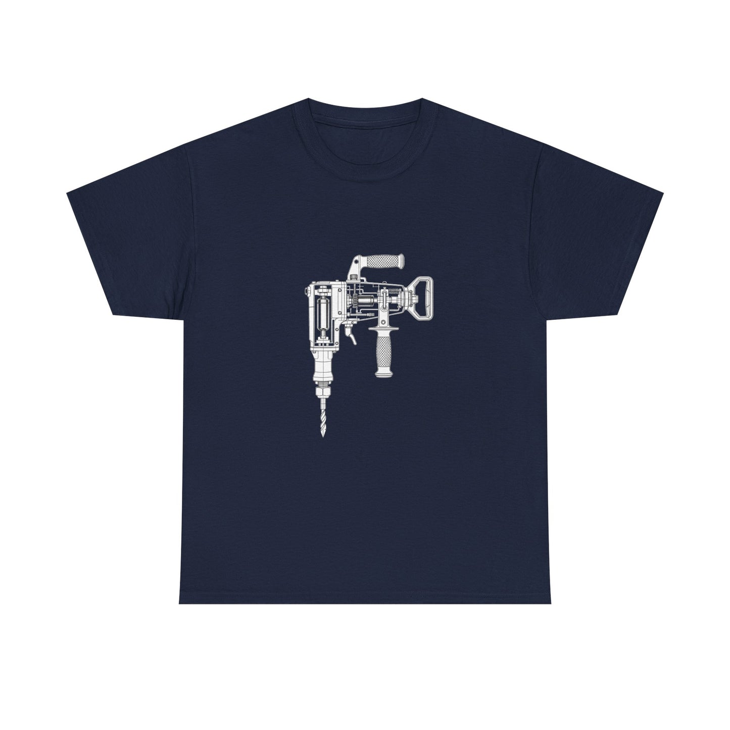 Roto Hammer Blueprint Line Design Unisex Heavy Cotton Tee