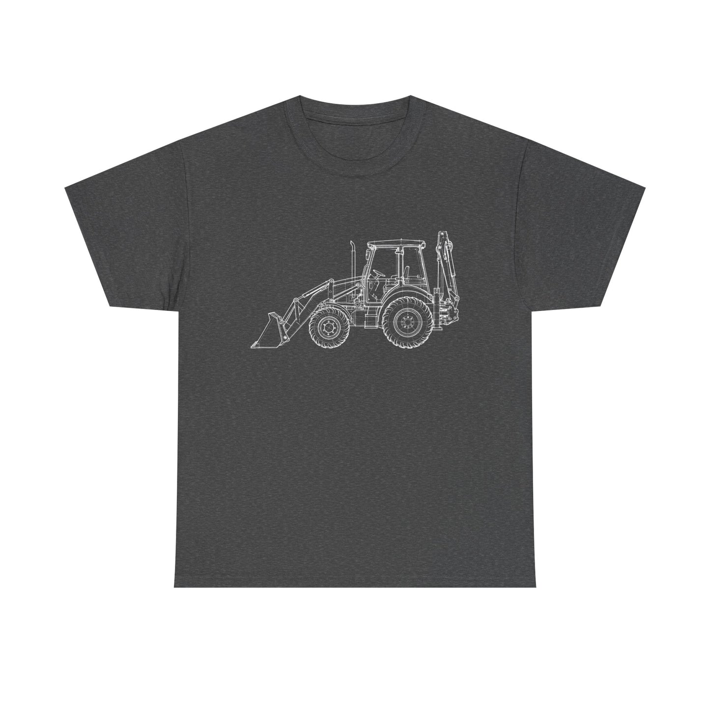 Backhoe Blueprint Line Design Unisex Heavy Cotton Tee