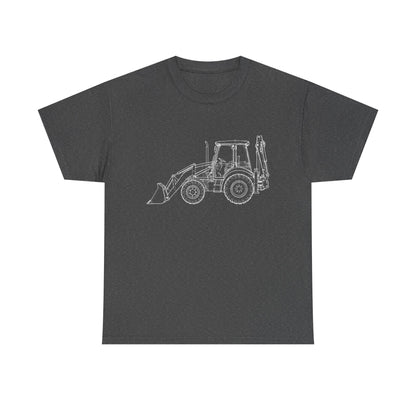 Backhoe Blueprint Line Design Unisex Heavy Cotton Tee