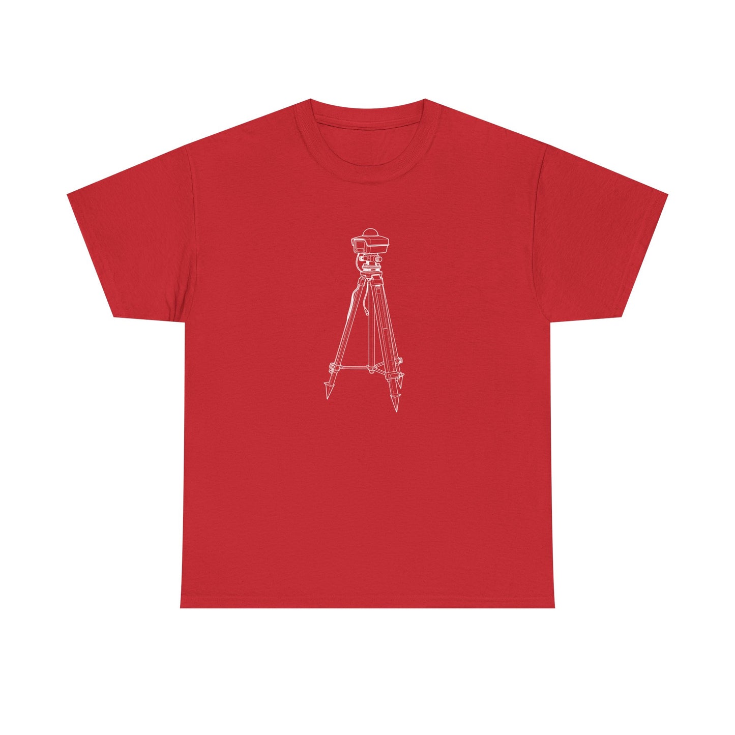 Survey Tripod Blueprint Line Design Unisex Heavy Cotton Tee