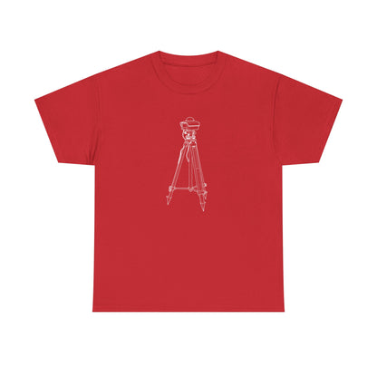 Survey Tripod Blueprint Line Design Unisex Heavy Cotton Tee