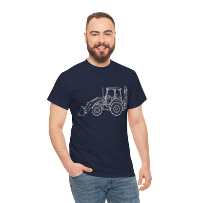 Backhoe Blueprint Line Design Unisex Heavy Cotton Tee