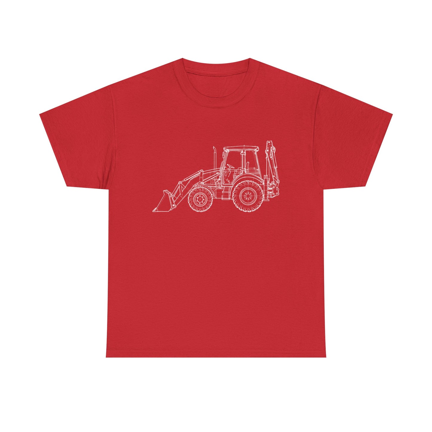 Backhoe Blueprint Line Design Unisex Heavy Cotton Tee