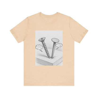 Nail Screw Conversation Construction Humor Unisex Jersey Short Sleeve Tee