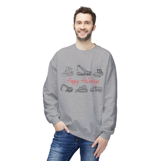 Happy Holidays Trucks Midweight Softstyle Fleece Crewneck Sweatshirt