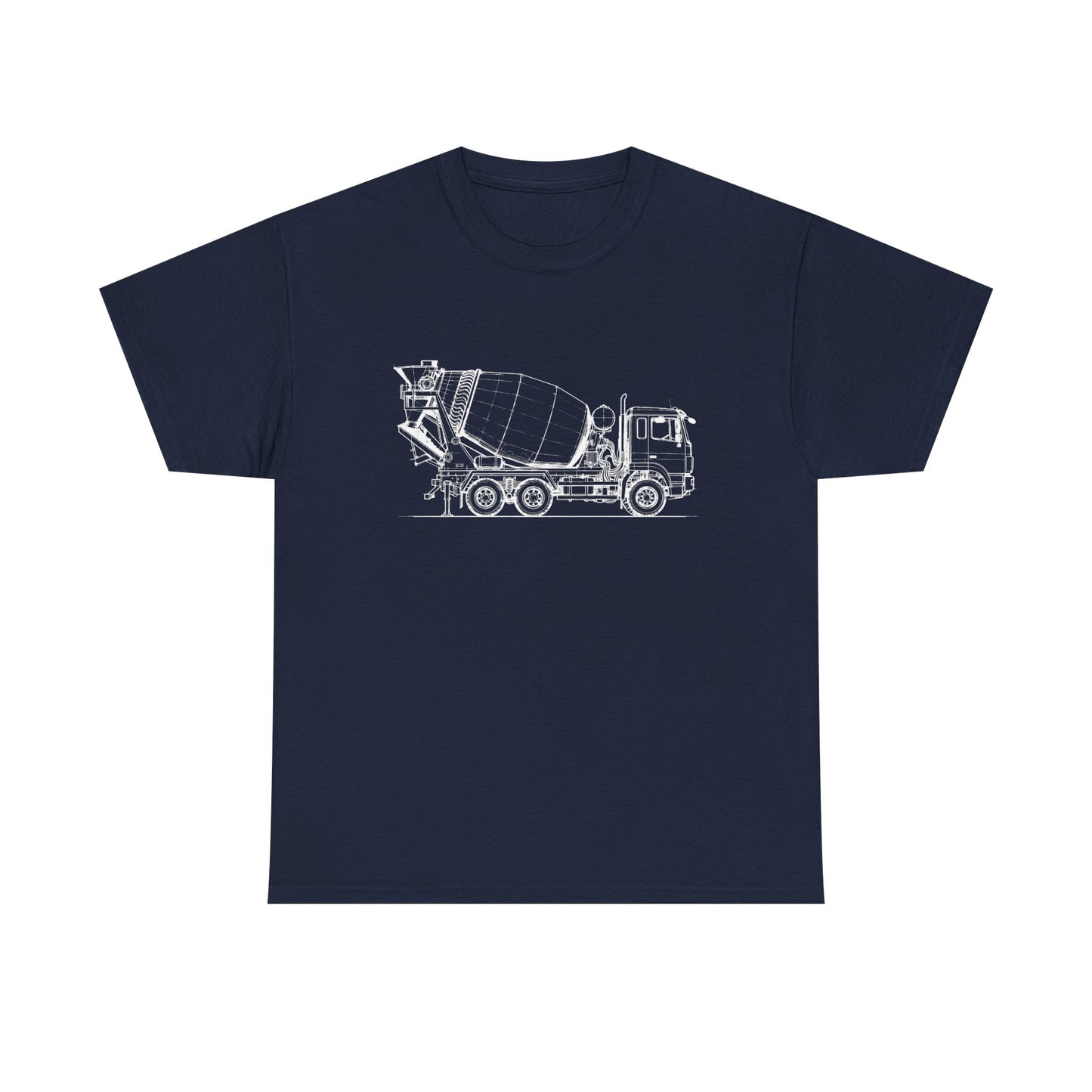 Concrete Mixer Blueprint Line Design Unisex Heavy Cotton Tee