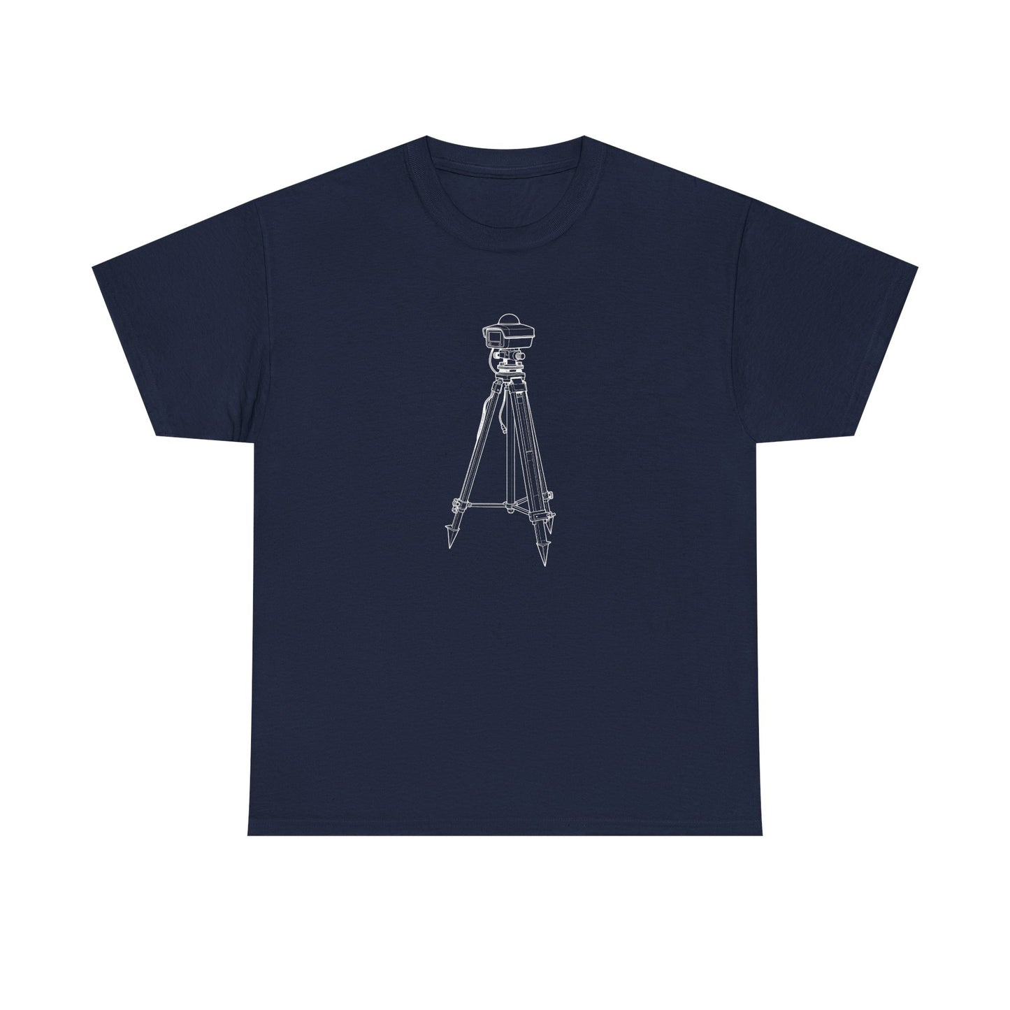 Survey Tripod Blueprint Line Design Unisex Heavy Cotton Tee