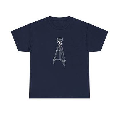 Survey Tripod Blueprint Line Design Unisex Heavy Cotton Tee