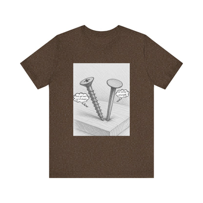 Nail Screw Conversation Construction Humor Unisex Jersey Short Sleeve Tee