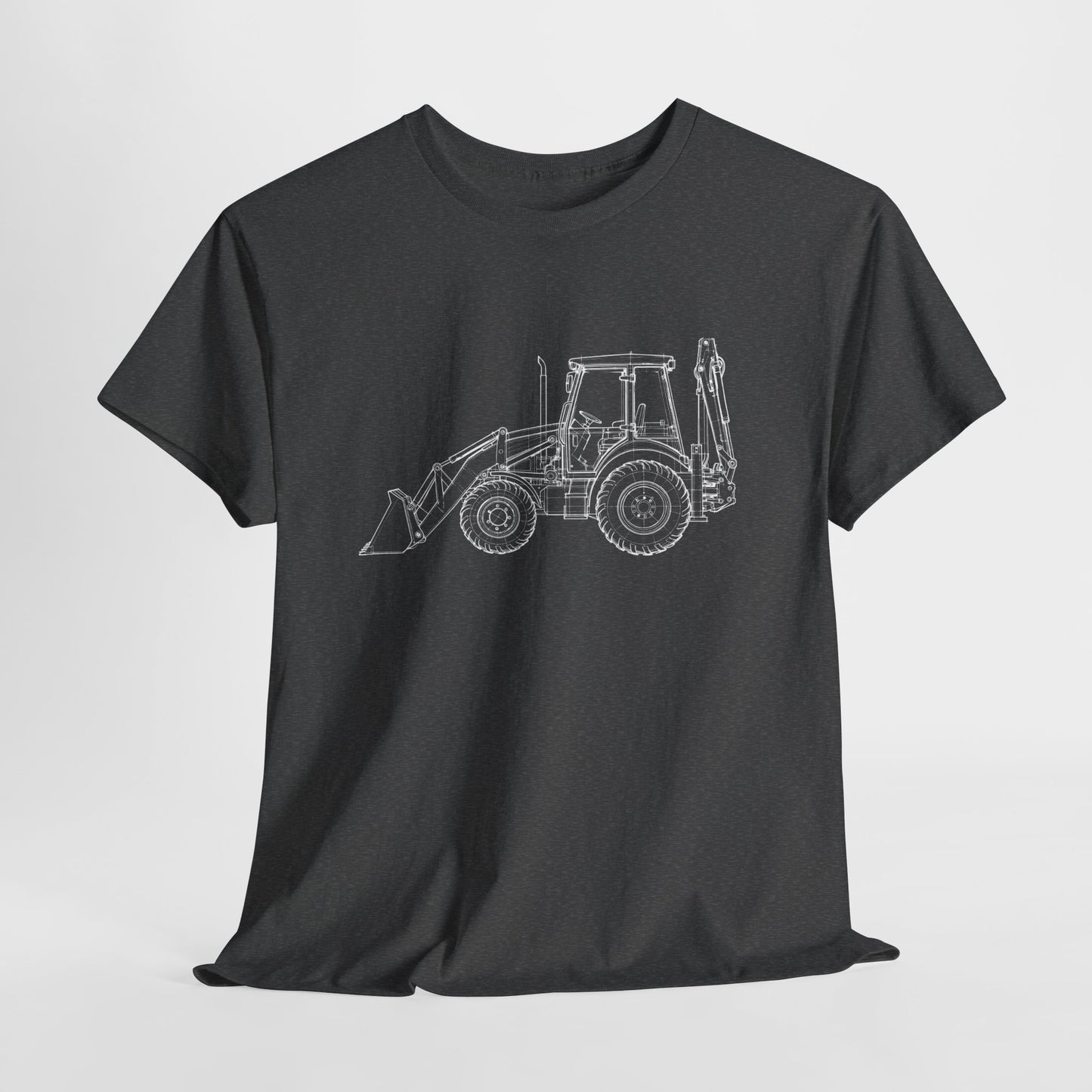 Backhoe Blueprint Line Design Unisex Heavy Cotton Tee