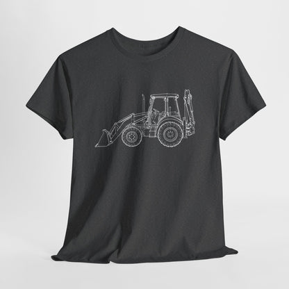Backhoe Blueprint Line Design Unisex Heavy Cotton Tee