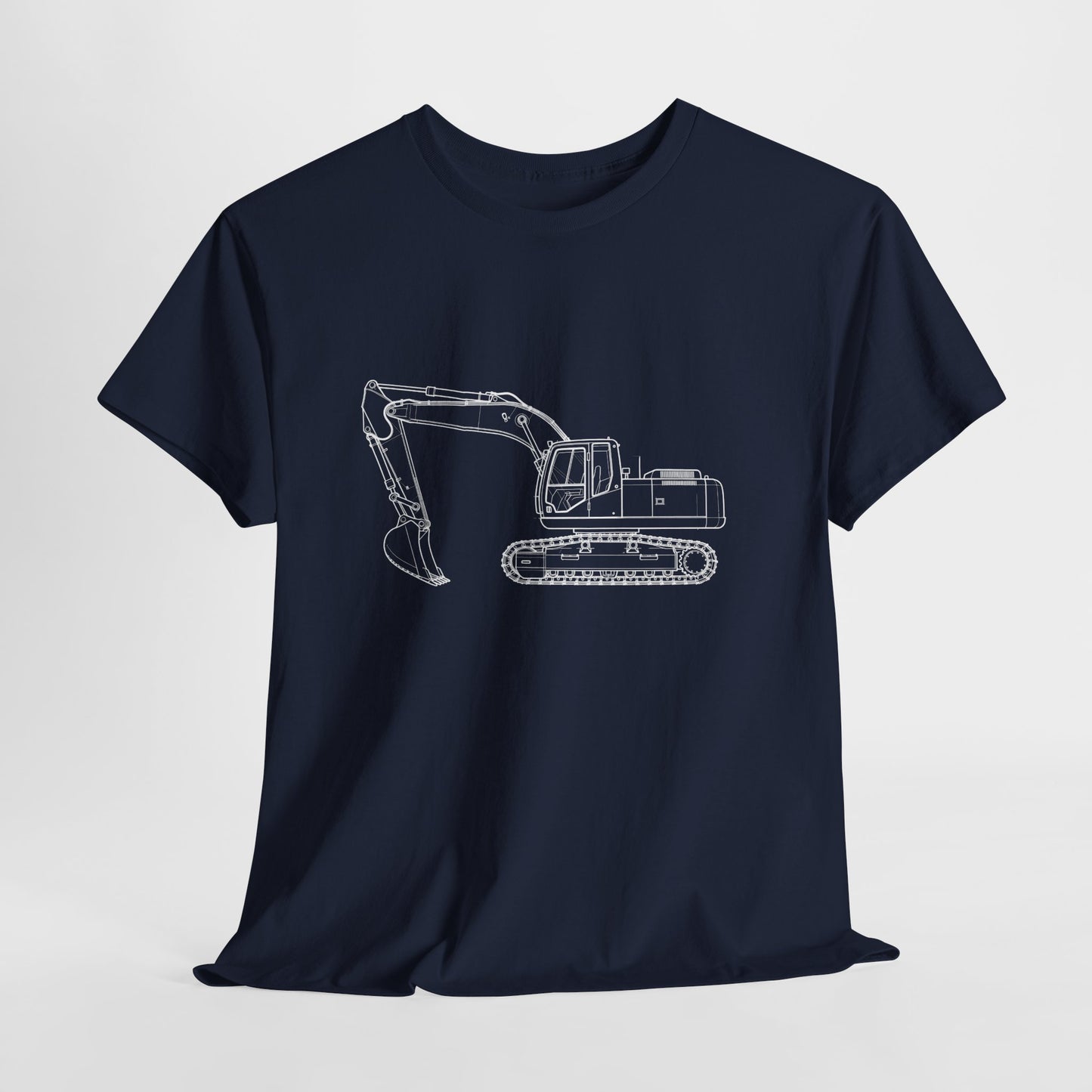 Excavator Blueprint Line Design Unisex Heavy Cotton Tee