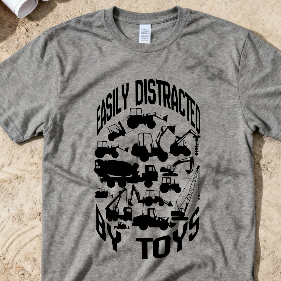 Easily Distracted by Toys - Truck Construction Humor Unisex Jersey Short Sleeve Tee