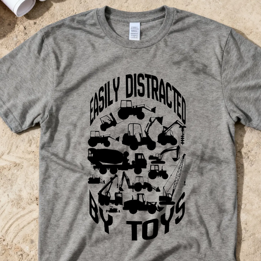 Easily Distracted by Toys - Truck Construction Humor Unisex Jersey Short Sleeve Tee