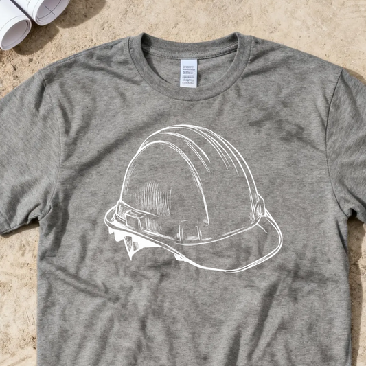 Hard Hat Blue Print Line Design Construction Humor Unisex Jersey Short Sleeve Tee