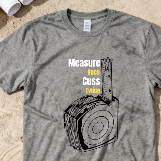 Measure Once Cuss Twice Construction Humor Unisex Jersey Short Sleeve Tee